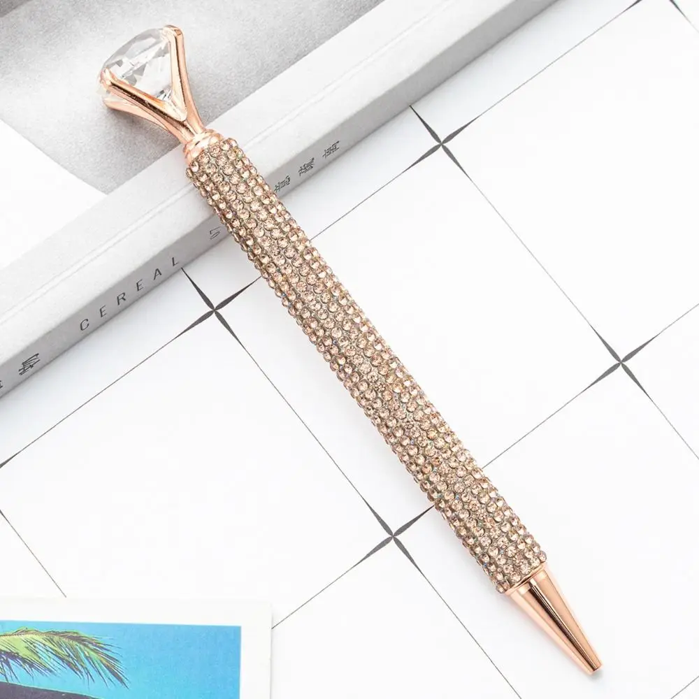 Luxury Great Drill Ballpoint Pen Metal Material Multifunction Rotating Metal Pen Durable Multi-purpose Crystal Drill Pen Girl