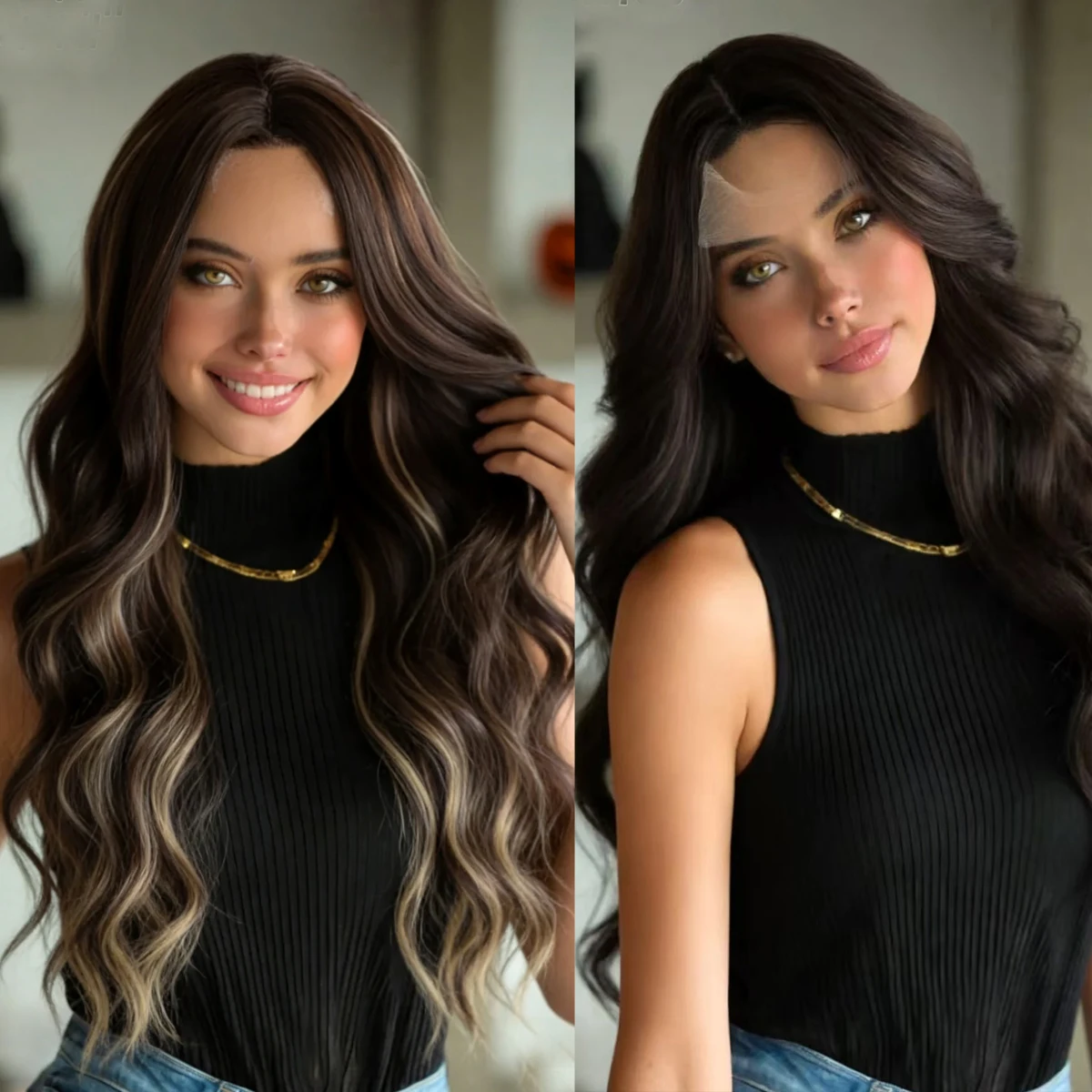 

Long Wavy Synthetic Wigs for Women Wig Natural U-part Lace Middle Parting Wavy Daily Cosplay Hair Heat Resistant