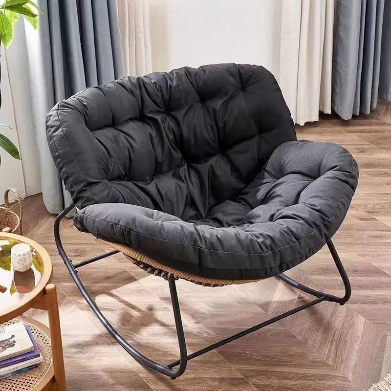 

Bird's-nest Rattan Rocking Chair Comfortable Soft Bag for Sitting or Lying Lazy Rocking Chair Balcony Wrought Iron Chaise Lounge