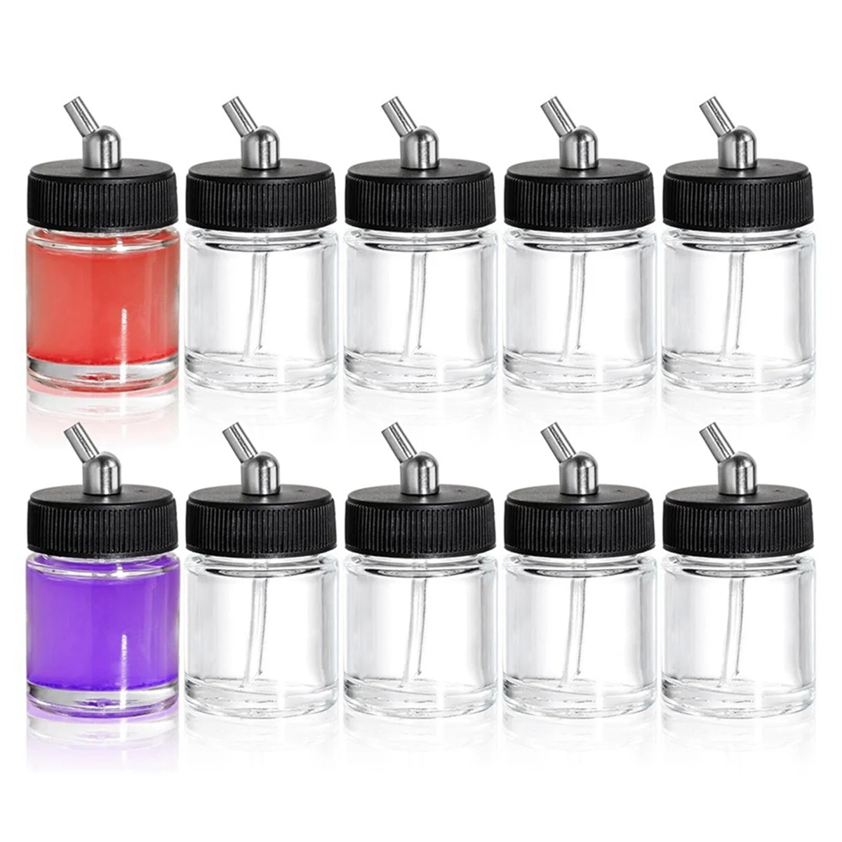 10 Pack Glass Airbrush Bottles Kit, 22Cc Empty Airbrush Jars, Clear Airbrush Paint Storage Pot