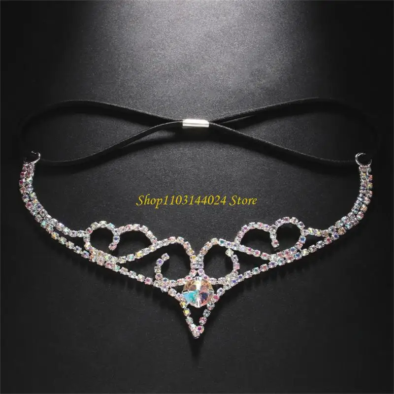 

N5KE Women Rhinestones Headband Bridal Party Headdress Wedding Party Garlands Forehead Ornament Carnivals GalaDinner Headgear