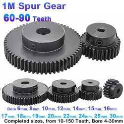 1Pc 1M 60-90 Teeth Spur Gear Bore 6/8/10/12/14/15/16/17/18/19/20/22-30mm 1 Module Pinion Motor Gear With Step Transmission Parts