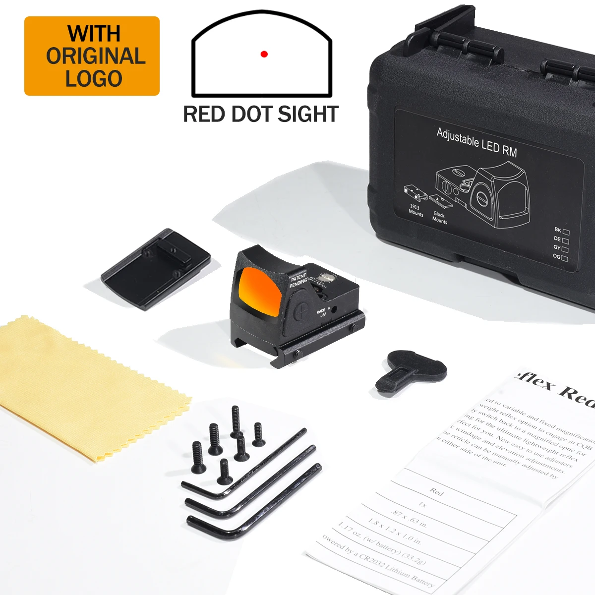 Hot Sale Tactische RM Red Dot Sight Optische Reflex Sight Airsoft Holografische Schietkijker met Gl*ck Montagebasis