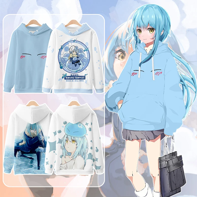 Anime That Time I Got Reincarnated As A Slime Rimuru Tempest Cosplay Costume Unisex 3D Hoodie Zipper Hooded Sweatshirt Outerwear