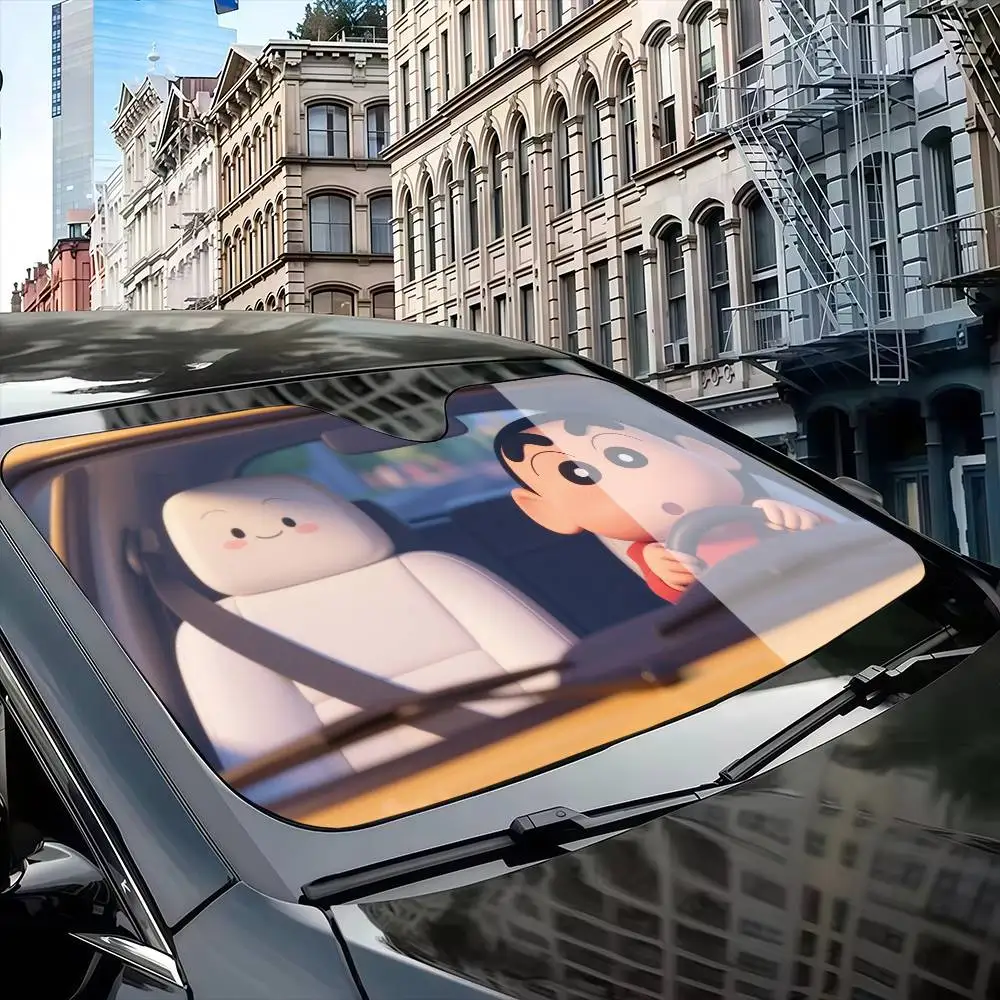 FNNY-drive-Shin-chan Crayon  Car Sunshade Curtains Windshield Anti-UV Protection Front Sun Shade Cooling Protector