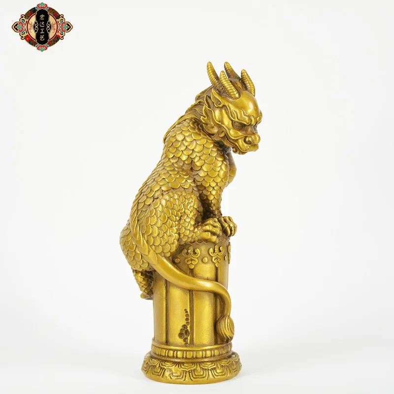 All-brass Qilin pillar Entrance hall copper qilin handicrafts copper ornaments