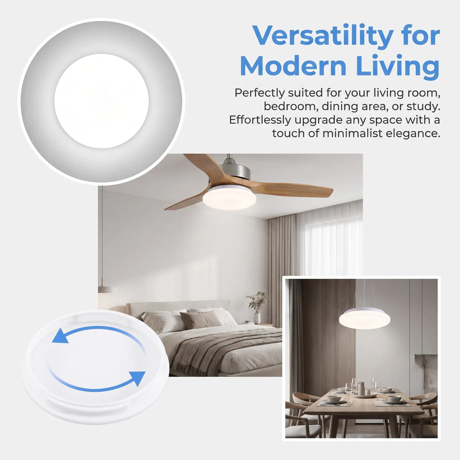 Ceiling Fan Light Lampshade Replacement 7.2 Inch Acrylic Dome Cover Modern Design Soft Diffuse Light for Residential Commercial
