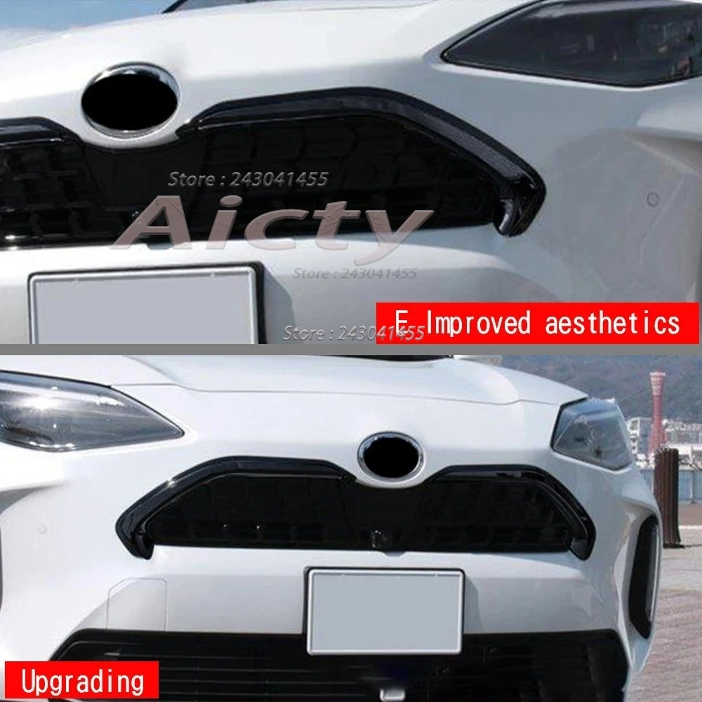 

For Toyota Yaris Cross 2020 2021 2022 ABS Black Glossy Racing Grills Cover Trim Car Grille Trim Strip Front Bumper Accessories