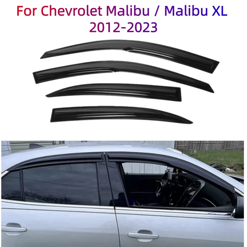 For Chevrolet Malibu / XL 2012-2023 Cars Accessories Window Visor Rain Sun Guard Vent Wind Deflector Weathershield Moulding Trim