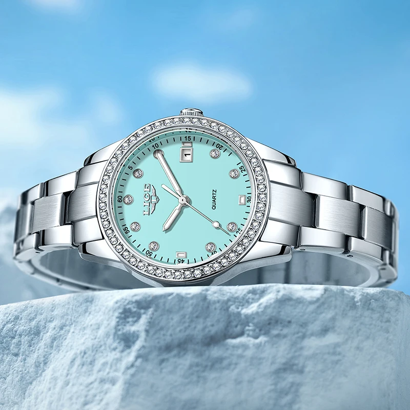 LIGE Womens Watches Top Brand Luxury Creative Steel Quartz Watch For Women's Fashion Elegant Women's Bracelet Watch Montre Femme
