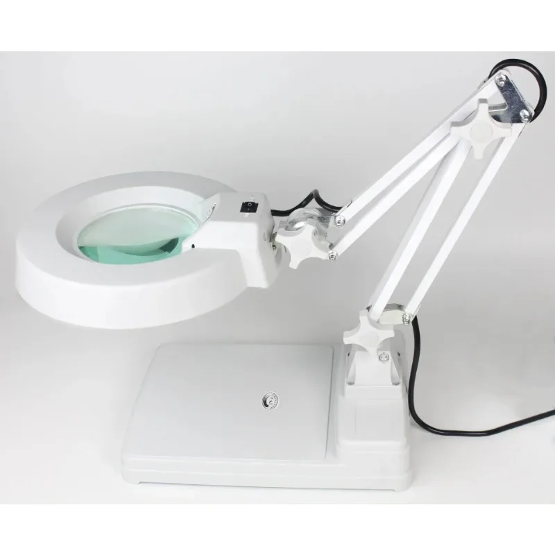

220V 10X Table Top Stand Optical Glass Soldering Folding PCB Parts Inspection Magnifier Magnifying Glasses with LED Lights Loupe