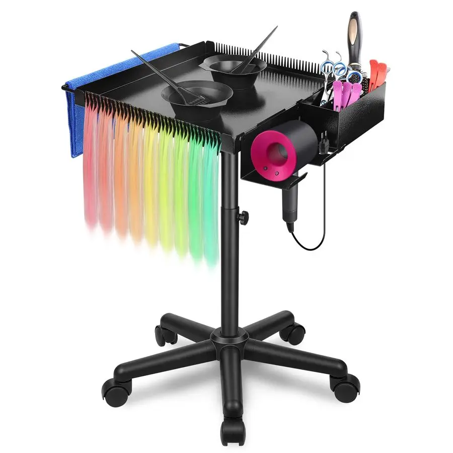 

Поднос для салона, Поднос для парикмахера на колесах с держателем и подставкой для отделения волос для салона, Тележка для салона, Тележка для салона, Тележка для салона Ca