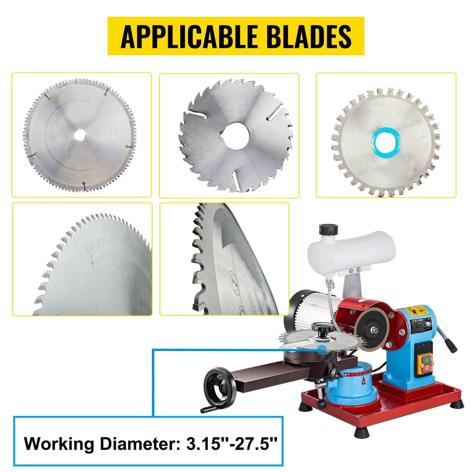 Blade Sharpener Rotary Angle Water Injection Grinder TCT Saw Blades Polishing Machine Sharpening 370W Saw Blade Grinding Machine