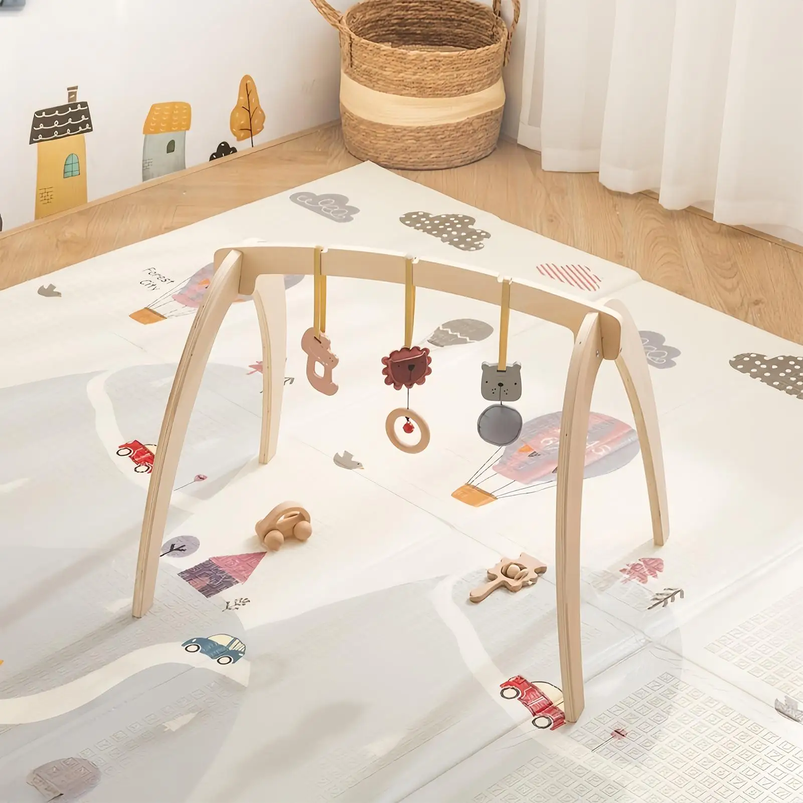 ألعاب تعليمية خشبية لصالة الألعاب الرياضية للأطفال مع حشرجة الموت تحفيز طبيعي لعب الأطفال في صالة الألعاب الرياضية للأطفال الصغار وغرفة نوم أعياد الميلاد