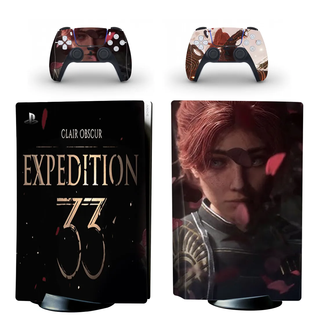 كلير Obscur إكسبيديشن 33 PS5 القرص الجلد ملصق حامي غطاء لاصق لامع وحدة التحكم PS5 القرص الجلد ملصق الفينيل
