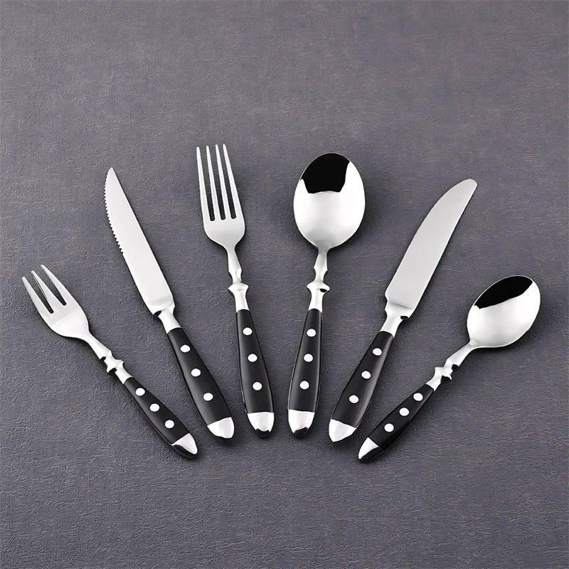 Hotel Western Cutlery Sets Stainless Steel Fork Spoon Knife Full Dish Dining Sets Tableware Pretty Wooden Handle Kitchen Utensil