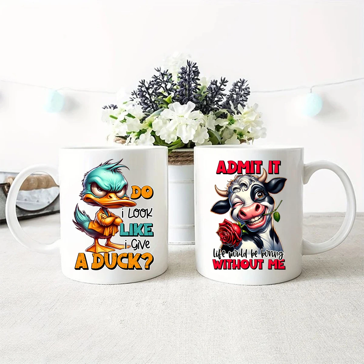 12pcs Funny Positive Motivational Sarcastic Animals UV DTF Cup Wrap Transfer Sticker Glass Coffee Mugs Greeting Cards Decal Gift