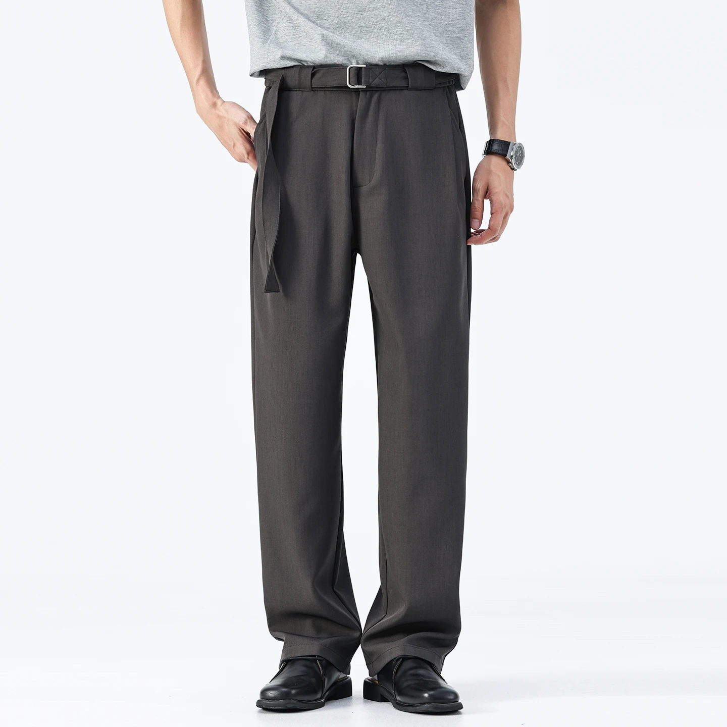 

Spring Summer Commuter Casual Trousers Men Fashion Vintage Loose Plus Size Straight Suit Pant