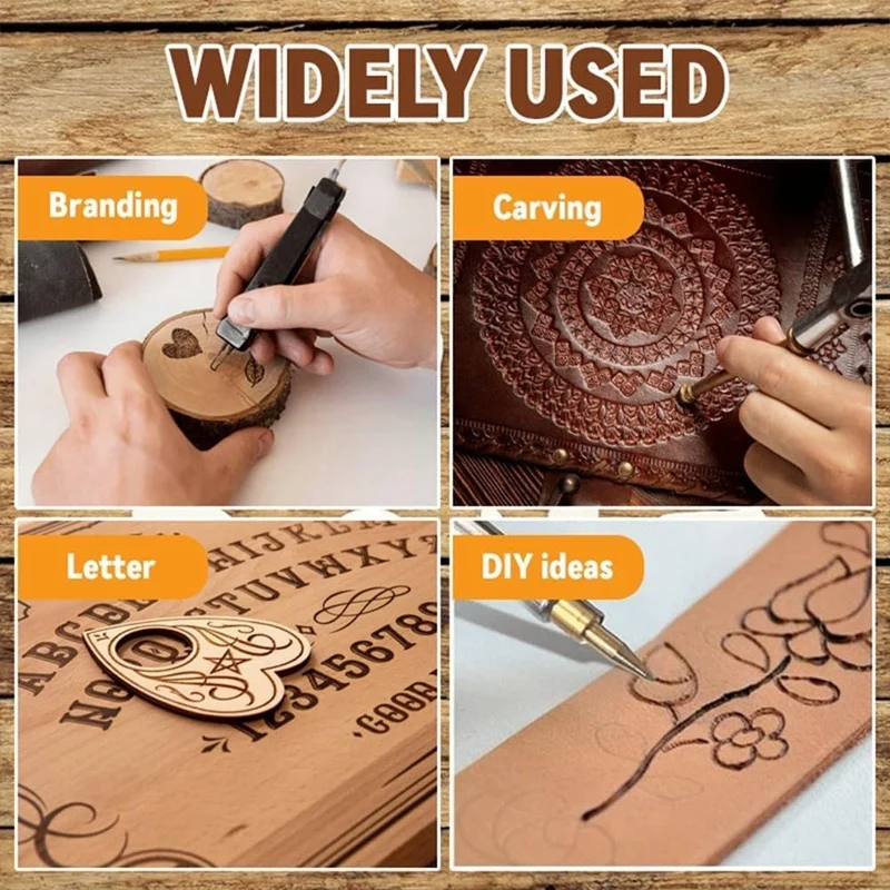 AFBC Wood Burning Kit With Letters,DIY Wood/Leather Burning Set, Letter Soldering Iron Stencils Kit Tool US Plug