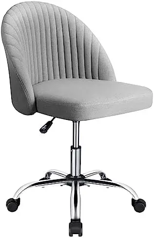 

Home Office Desk Chair Vanity Chair Twill Upholstered Adjustable Mid-Back Armless Swivel Task Chair Modern Fabric Office Chairs