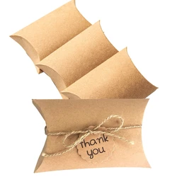 10pcs Kraft Black White Pillow Boxes Paper Candy Box For DIY Wedding Party Gift Storage Jewelry Wrapper Packaging Supplies