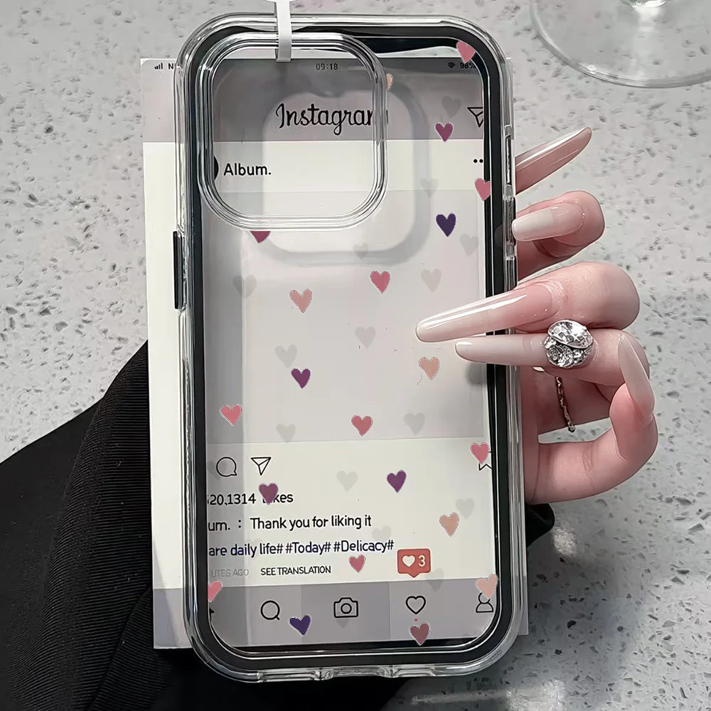 Romantische Liebe Transparente Handyhülle für iPhone 17 13 16 15 11 12 14 Pro Max 17 Air XR X Hülle Silikon 2 IN 1 Stoßfeste Weiche Abdeckung – Detail 1