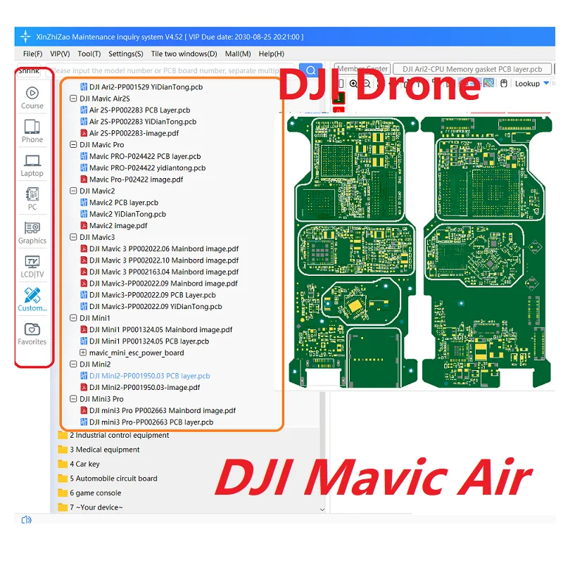 

DJI Drone Repair System High-Definition PCB Motherboard Schematic Circuit Diagrams Component Maps for Mavic Air 2 Air 2S Mavic 3