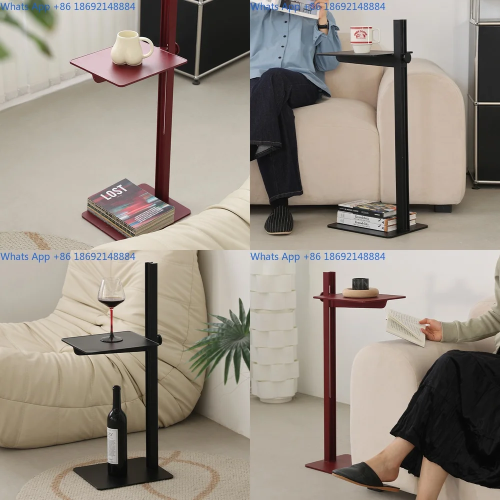

Lift Top Corner Table Metal Minimalist Sofa Side Table for Small Living Room