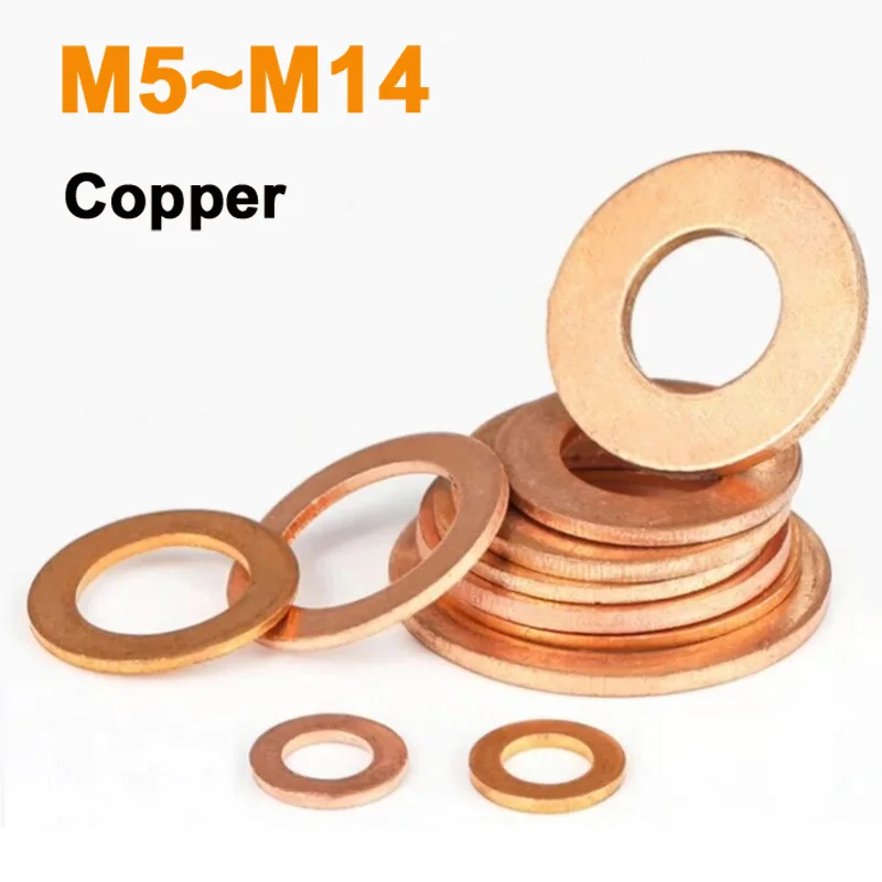 

Copper Washer Flat Ring Seal Spacer Metric Rings Flat Gasket M5 M6 M8 M10 M12 M14 O Ring Gasket Sump Plug Hardware Accessories