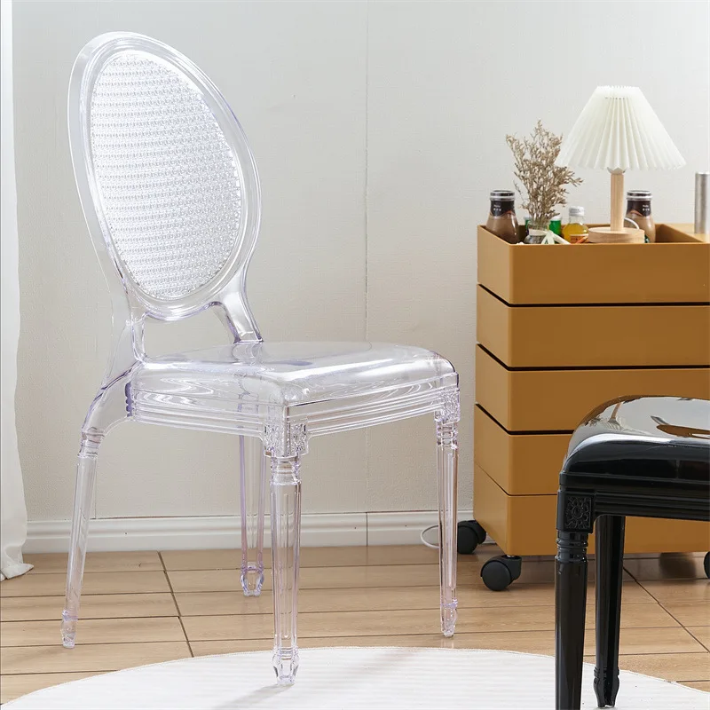 Nordic style transparent ghost chair, black and white hollow design material texture transparent crystal translucent
