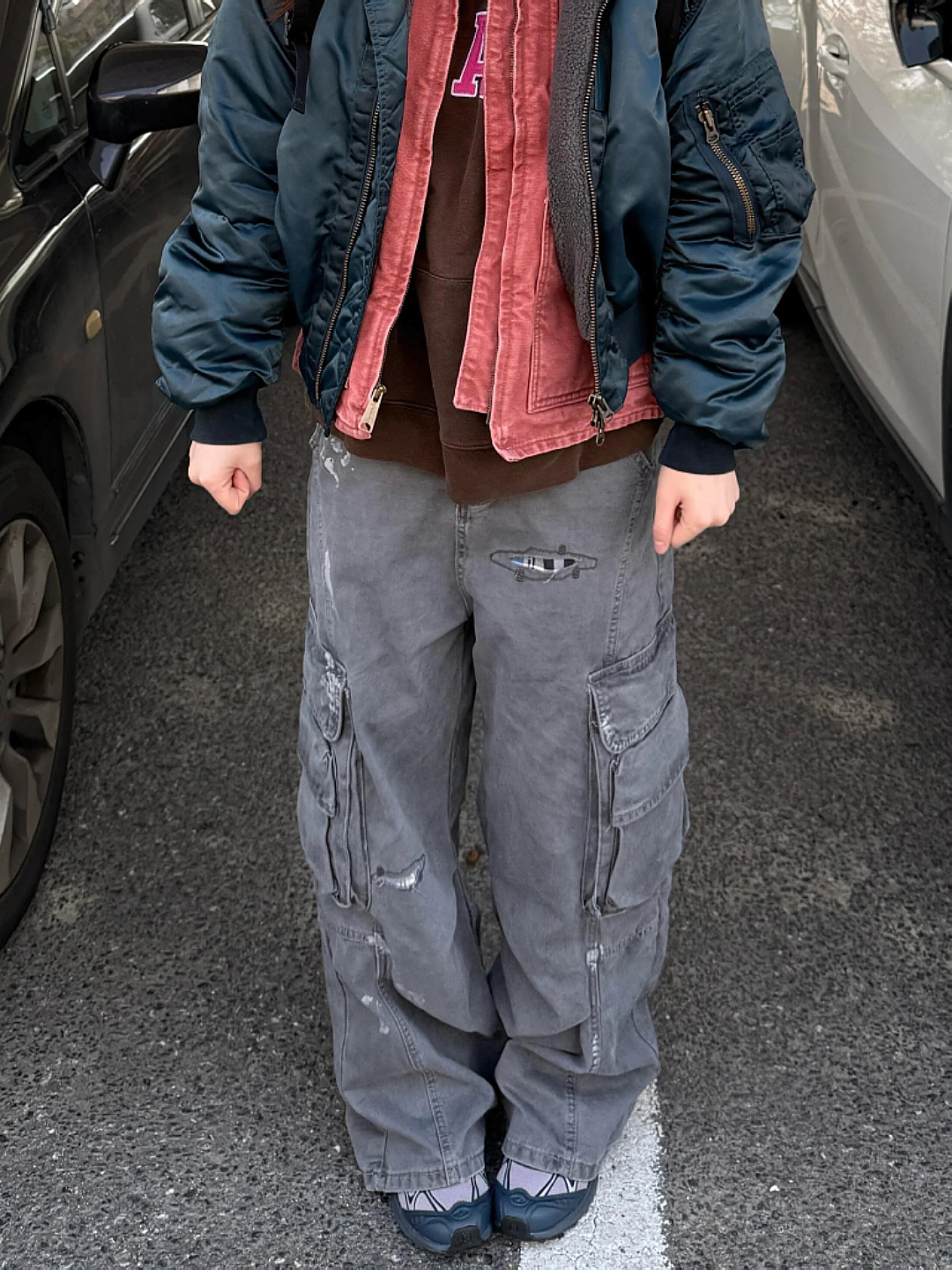 

Широкие брюки в американском рабочем стиле большого размера с эффектом потертости, пэчворком, клетчатым узором, множеством карманов, свободного кроя, повседневные, в пол