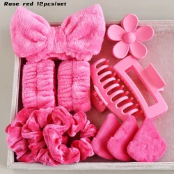 12PCS/SET Ladies multi-color Autumn and winter plush hair accessories set Daily SPA makeup face ultra-practical toiletry set Lad