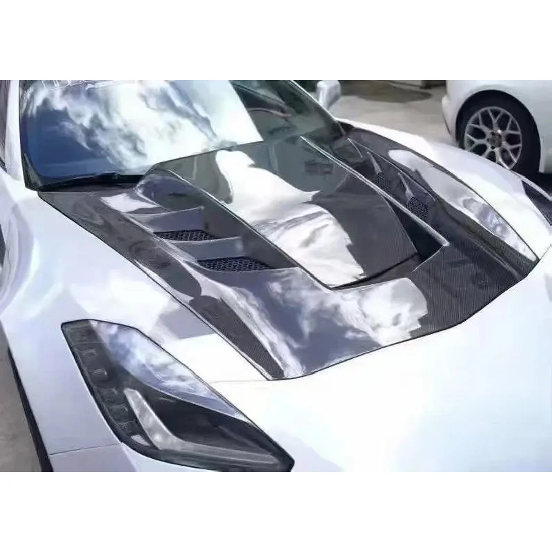 Fotografia 5: Capô de Fibra de Carbono Completo Estilo Regular C7, Leve, Peça de Substituição Direta para Tuning