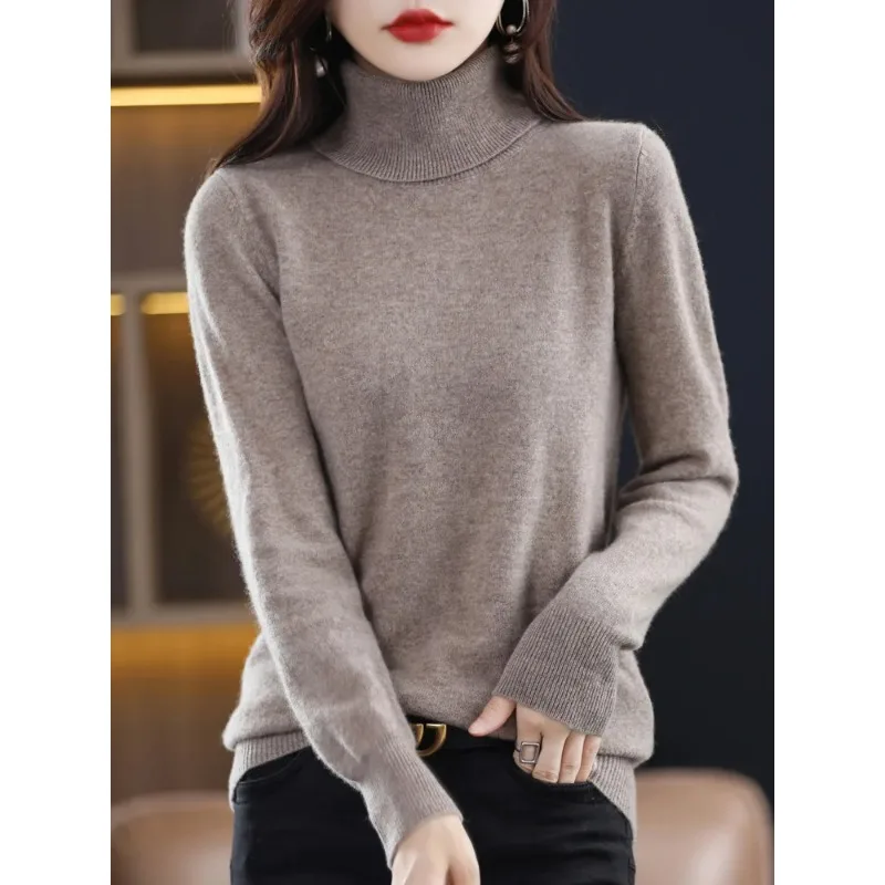 

Merino Wool Cashmere Women Knitted Sweater Turtleneck Long Sleeve Pullover Autumn Clothing Jumper Straf Official Store Y2k N160