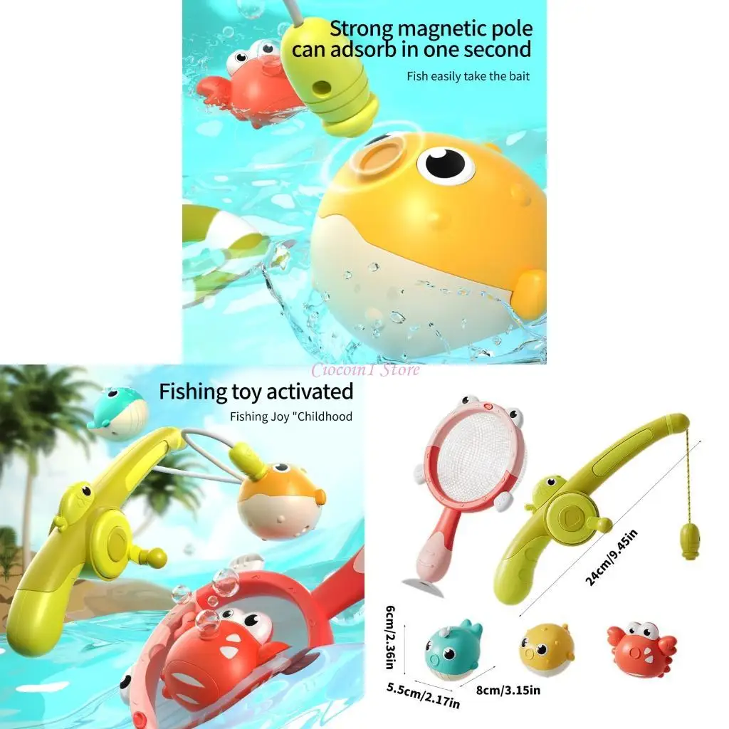 

Y1UB Interactive Light Up Bath Time Fishing Fishing с модельной рыбной игрушкой и магнитной рыбацкой стержней.