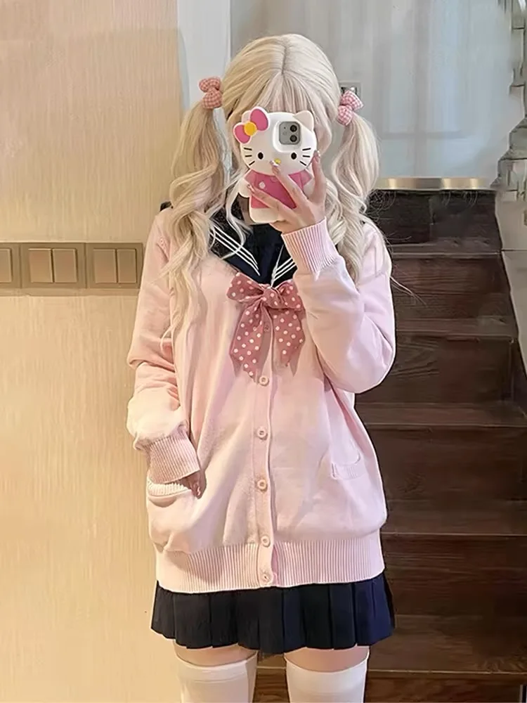 

Sweet Sle Knitted Long Sve Pink Sweater Jk orm School orm Feel Women's Soft Girl Cardigan Coat Versatile Spring ...