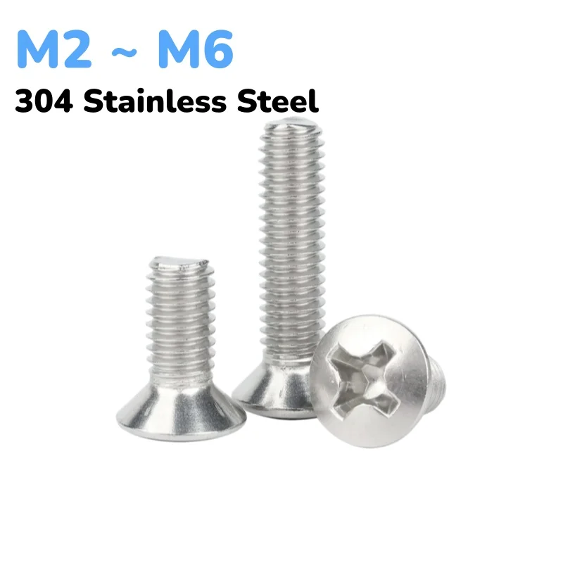 304 Stainless Steel M2 ~ M6 Cross Raised Countersunk Head Half Oval Screw Length 5~55 mm GB820