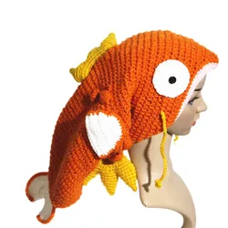 BomHCS Funny Colour Goldfish Carp Beanie Handmade Knitted Winter Thick Hat Cap Halloween Christmas Gift