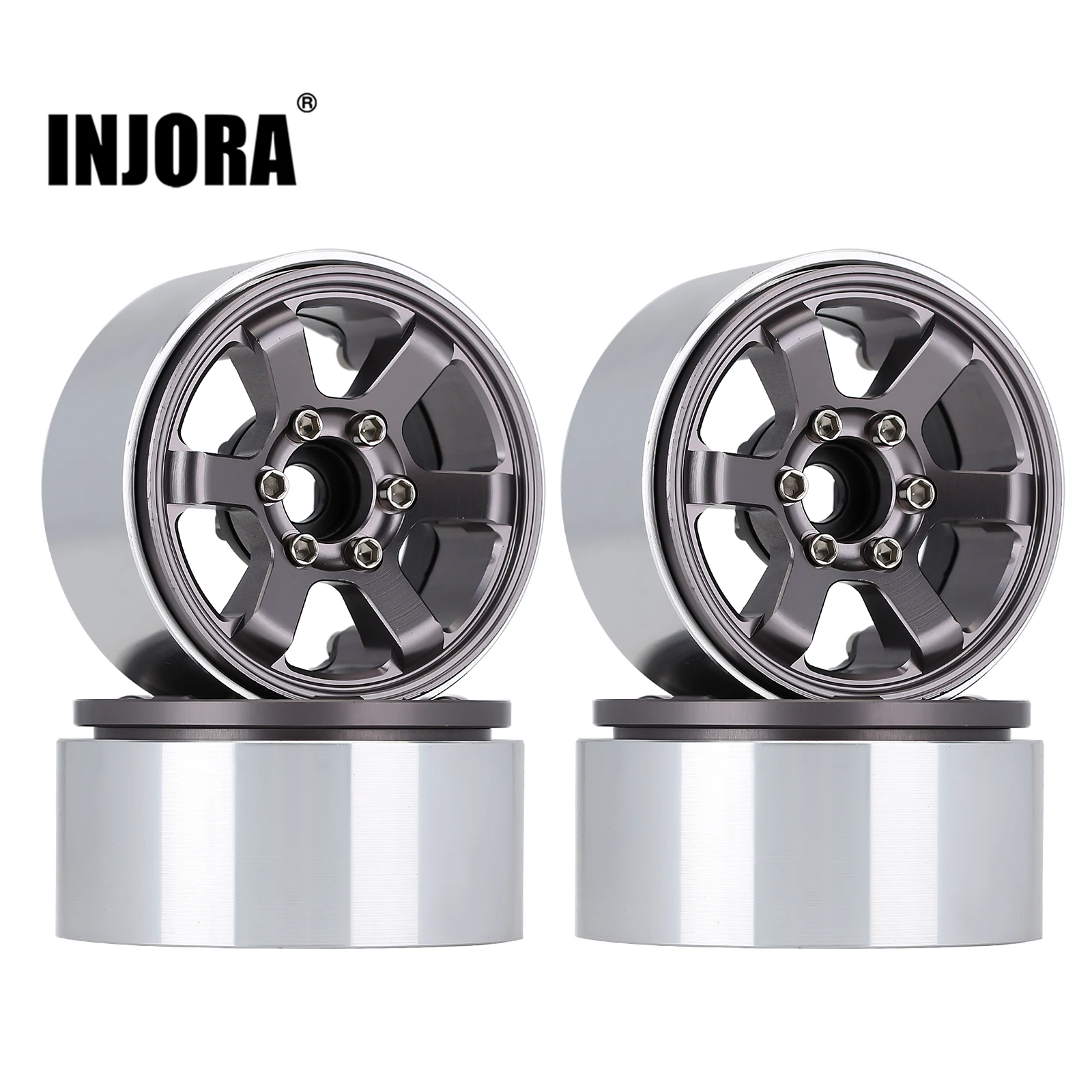 

INJORA CNC Aluminum 1.9" Beadlock 6-Spokes Wheel Rim for 1/10 RC Crawler TRX4 Axial SCX10 90046 AXI03007 Redcat Gen8