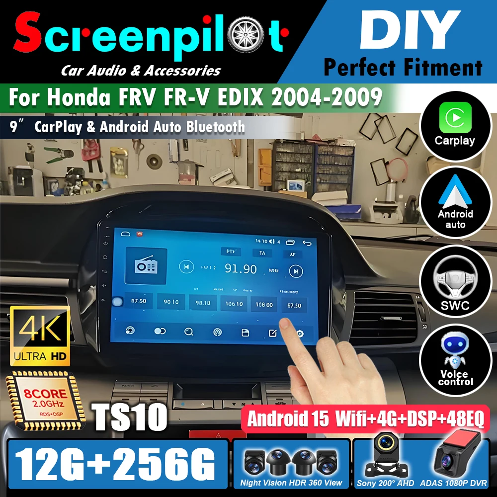 Android 16Car Radio Dvd GPS Navigation For Honda FRV FR-V EDIX 2004 2005 2006 2007 2008 2009 Auto Stereo Multimedia 2din WIFI