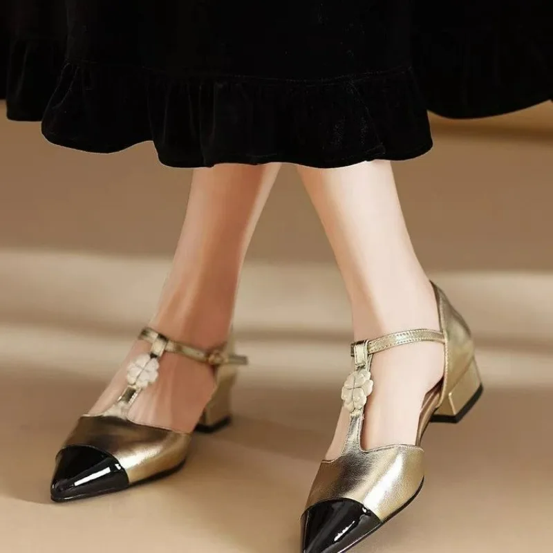 

Ladies Shoes 2025 Fashion Closed Toe Women's Sandals Fashion Color Matching Office and Career New Floral Best Seller Heels Women