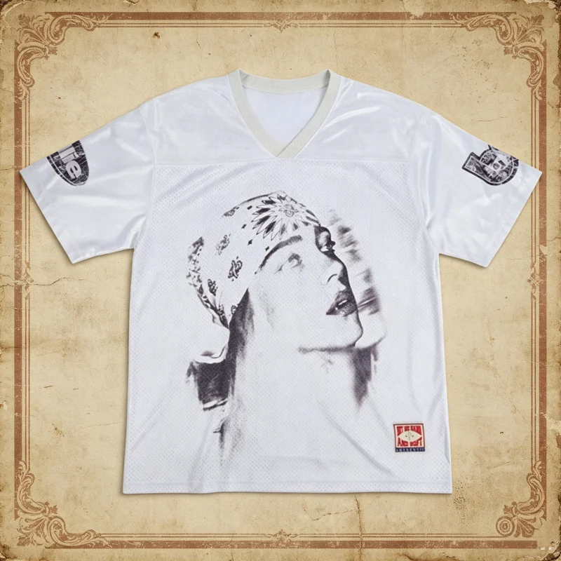 2026 Eilish Portrait Print Jersey T-Shirt Atmungsaktives Mesh Kurzarm Casual Streetwear Retro Sport-T-Shirt für Familie und Kinder