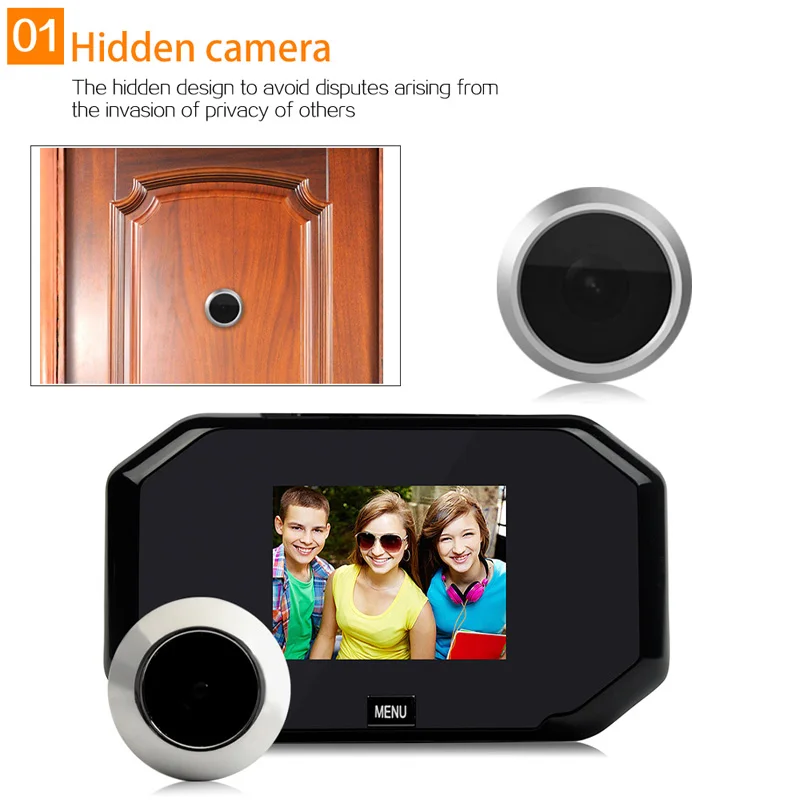 3.5 Inch Digital Doorbell Video Peephole Door Camera 125 Degree Angle Peephole Camera Monitor Visual Doorbell