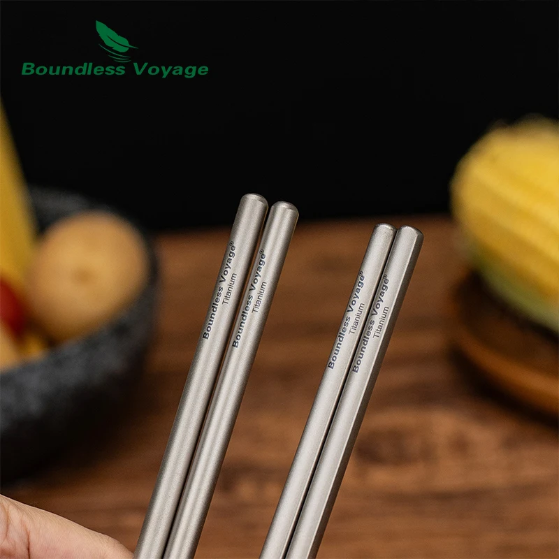 Boundless Voyage Titanium Chinese Chopsticks Ultralight Non-Slip Reusable Camping Utensils for Noodles, sushi, Asian Food