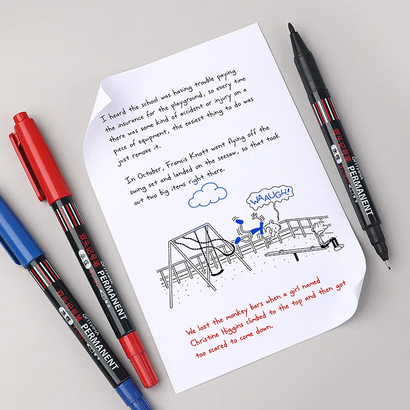 20 قطعة/المجموعة أسود/أزرق/أحمر علامات طرف مزدوج للقلم المعدني مقاوم للماء الحمام النجارة الديكور علامات نقطة متعددة الأغراض