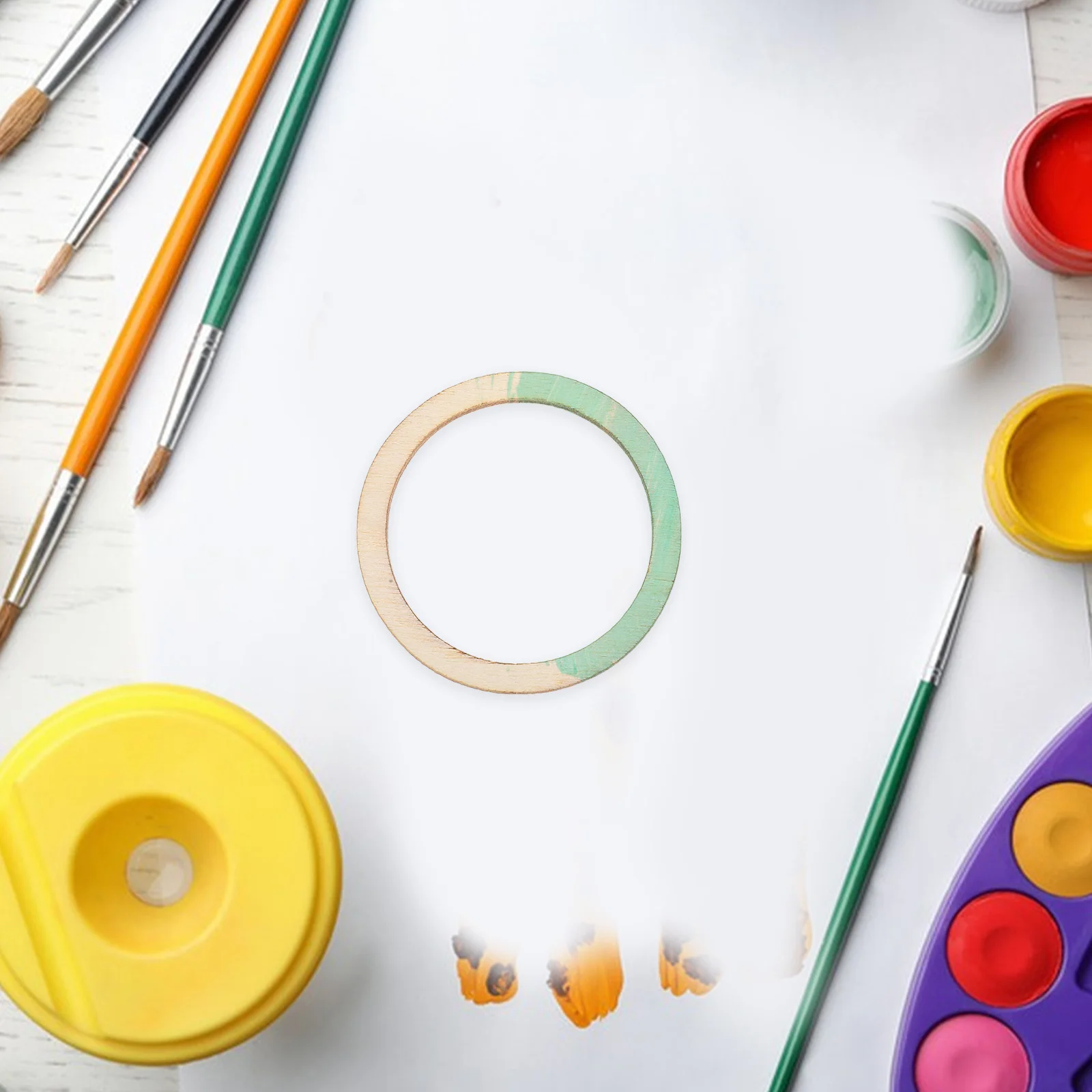 

100Pcs Wooden Craft Embellishments Natural Round Wood Chips for DIY Scrapbooking Decor Hollowed Circle Wooden Pieces Mini Slice