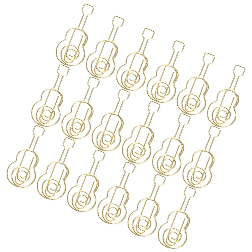 30 Pcs Guitar Paper Clip Binder Clips Medium Musical Note Label Book Tags Miniature Iron Office Gold