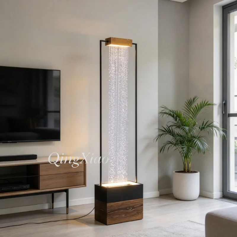 Floor Standing Water Curtain Fountain Modern Minimalist Indoor Water Feature For Living Room Entrance Hall Home Decor Ornament