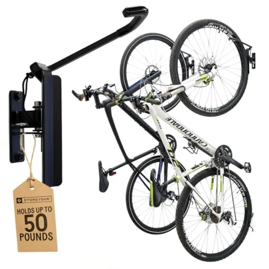 

Bike Swivel Rack Wall Mounted Garage Bike Storage Vertical Bike Rack with 120 Swivel Hanger Stopper Space-Saving Bike Rack Gara