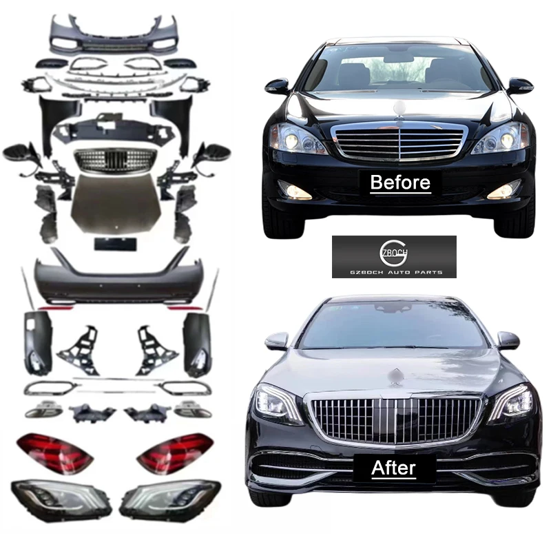 OLD UPGRADE NEW Bodykit For 2007+ mercedes Benz W221 S class S430 S600 S550 S300 S650 upgrade 2020+ W222 Maybach Car Bumper